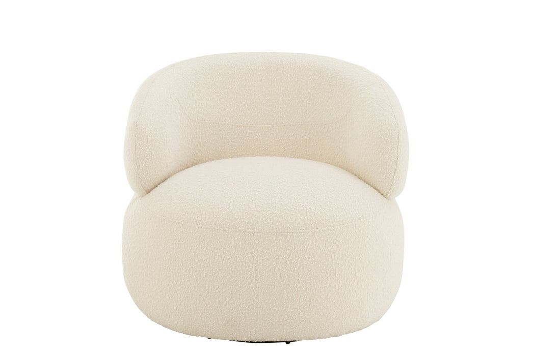Sessel Creme Pappelholz Rund 85 cm