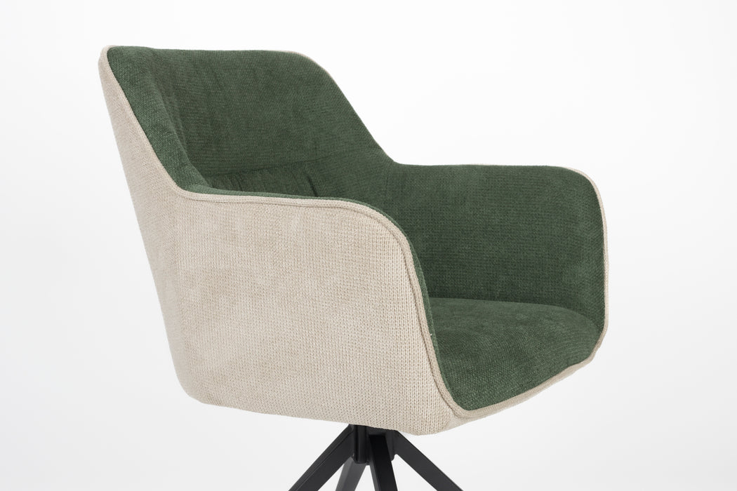 Fauteuil Daley Beige/green Polyester Groen 63x62.5 cm-Fauteuils-Creating Home