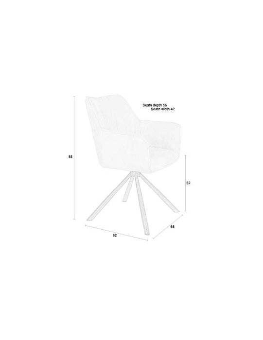 Fauteuil Draaibare Eetkamerstoel Kodak Polyester Beige 62x66 cm-Fauteuils-Creating Home