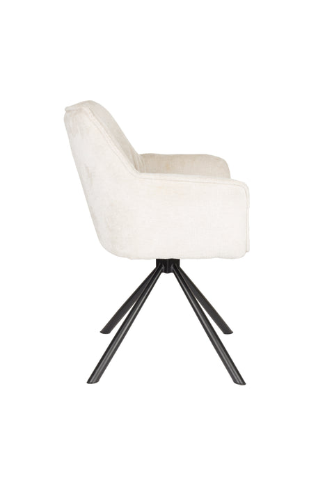 Fauteuil Draaibare Eetkamerstoel Kodak Polyester Beige 62x66 cm-Fauteuils-Creating Home