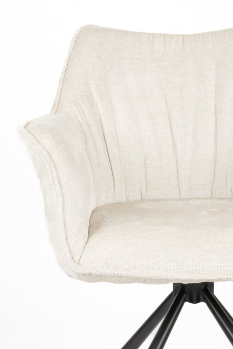 Fauteuil Draaibare Eetkamerstoel Kodak Polyester Beige 62x66 cm-Fauteuils-Creating Home