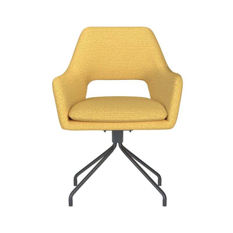Draaibare Eetkamerstoel Mos Ochre Polyester Geel 59x59-Eetkamerstoelen-Creating Home