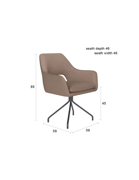 Fauteuil Draaibare Eetkamerstoel Mos Taupe Polyester Taupe 59x59-Fauteuils-Creating Home