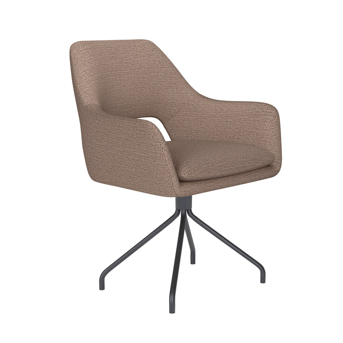 Fauteuil Draaibare Eetkamerstoel Mos Taupe Polyester Taupe 59x59-Fauteuils-Creating Home