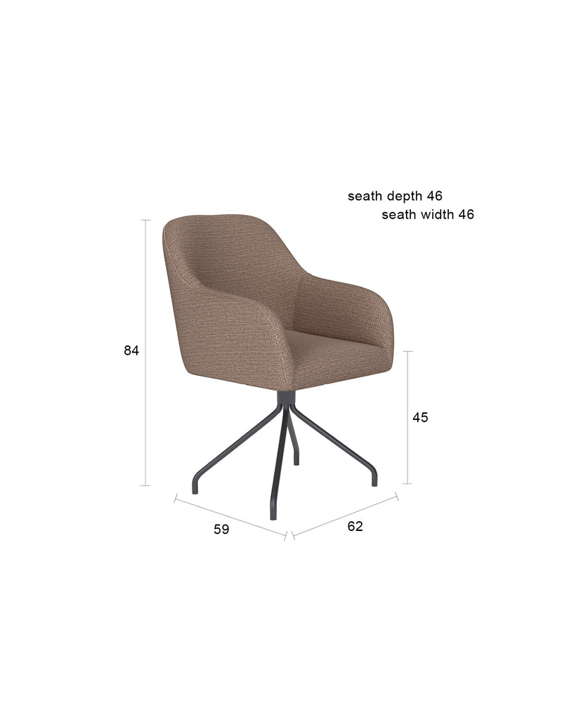 Draaibare Eetkamerstoel Otis Taupe Polyester Taupe-Eetkamerstoelen-Creating Home