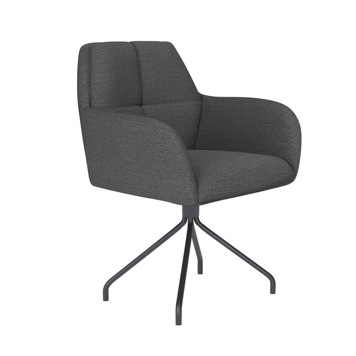 Fauteuil Draaibare Eetkamerstoel Pete Grijs Polyester Grijs 62x63-Fauteuils-Creating Home