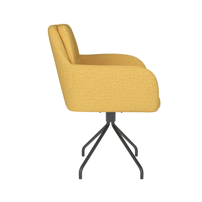 Fauteuil Draaibare Eetkamerstoel Pete Ochre Polyester Geel 62x63-Fauteuils-Creating Home