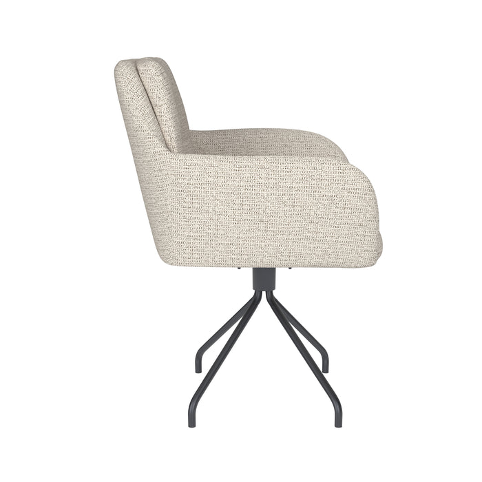 Fauteuil Draaibare Eetkamerstoel Pete Off-white Polyester Beige-Fauteuils-Creating Home