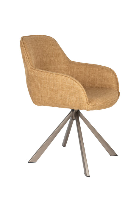 Fauteuil Draaibare Eetkamerstoel Toye Ochre Polyester Geel 68x45-Fauteuils-Creating Home