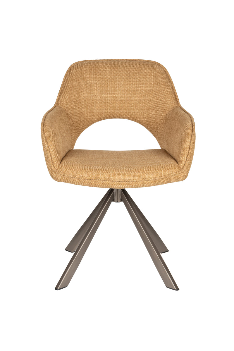 Draaibare Eetkamerstoel Toye Ochre Polyester Geel 68x45-Eetkamerstoelen-Creating Home