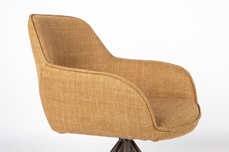 Draaibare Eetkamerstoel Toye Ochre Polyester Geel 68x45-Eetkamerstoelen-Creating Home