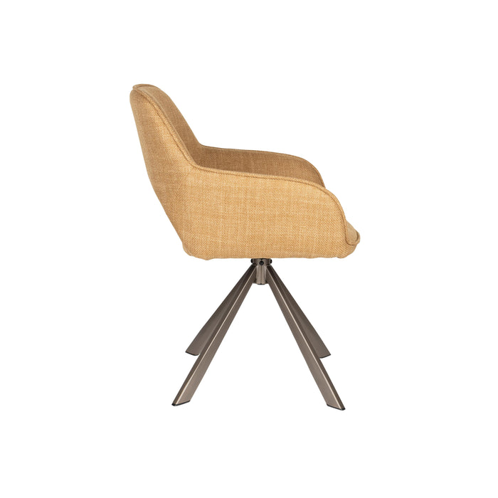 Fauteuil Draaibare Eetkamerstoel Toye Ochre Polyester Geel 68x45-Fauteuils-Creating Home