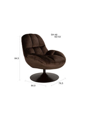 Fauteuil Draaibare Fauteuil Beefy Polyester Bruin 84.5x76.5 cm-Fauteuils-Creating Home