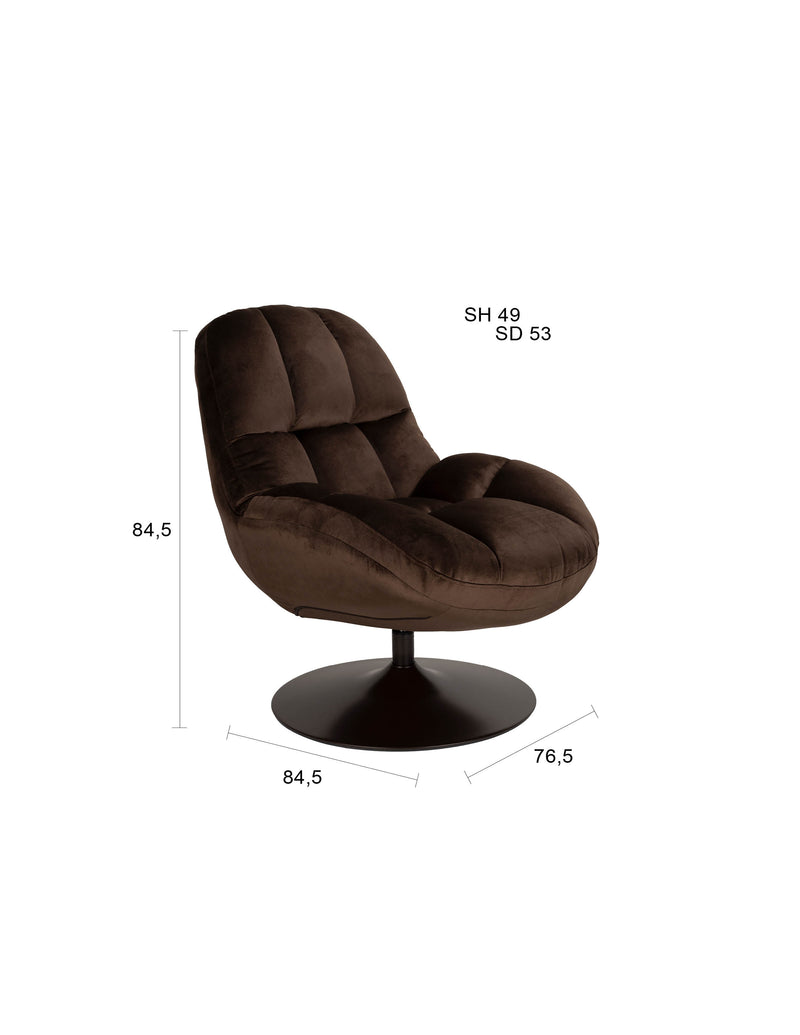 Fauteuil Draaibare Fauteuil Beefy Polyester Bruin 84.5x76.5 cm-Fauteuils-Creating Home