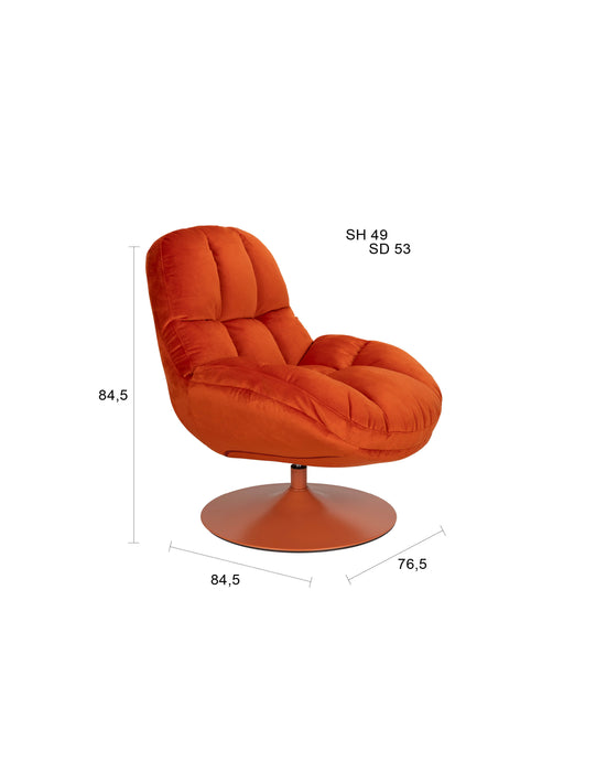 Fauteuil Draaibare Fauteuil Beefy Polyester Oranje 84.5x76.5 cm-Fauteuils-Creating Home
