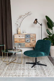 Fauteuil Draaibare Fauteuil Belmond Rib Polyester Groen 71x65 cm-Fauteuils-Creating Home