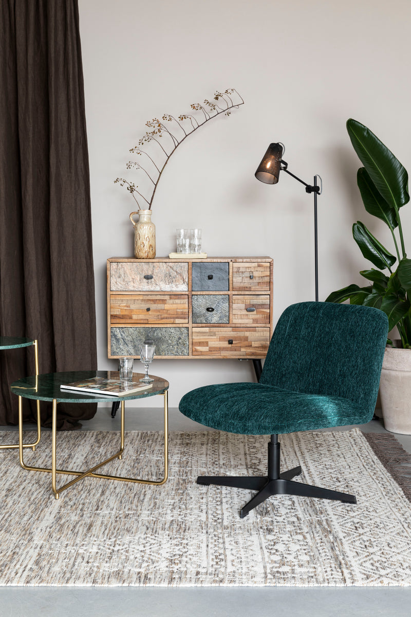 Fauteuil Draaibare Fauteuil Belmond Rib Polyester Groen 71x65 cm-Fauteuils-Creating Home