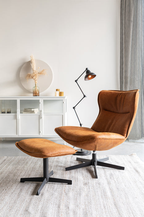 Fauteuil Draaibare Fauteuil John Cognac PU-Leder Bruin 40x60 cm-Fauteuils-Creating Home