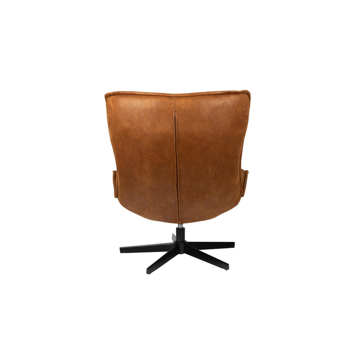 Fauteuil Draaibare Fauteuil John Cognac PU-Leder Bruin Ø93x92 cm-Fauteuils-Creating Home