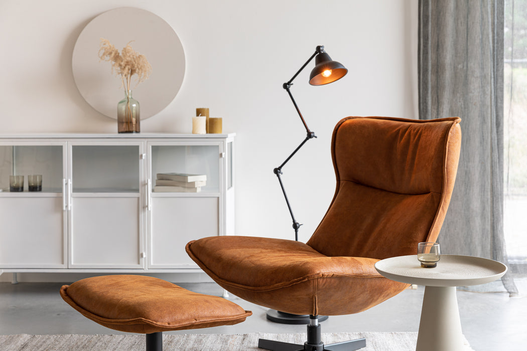 Fauteuil Draaibare Fauteuil John Cognac PU-Leder Bruin Ø93x92 cm-Fauteuils-Creating Home