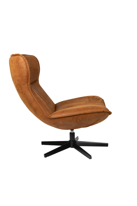Fauteuil Draaibare Fauteuil John Cognac PU-Leder Bruin Ø93x92 cm-Fauteuils-Creating Home