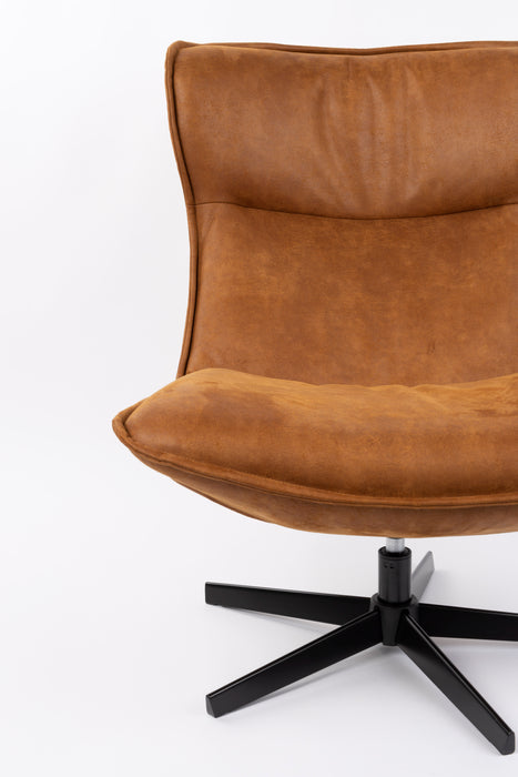 Fauteuil Draaibare Fauteuil John Cognac PU-Leder Bruin Ø93x92 cm-Fauteuils-Creating Home