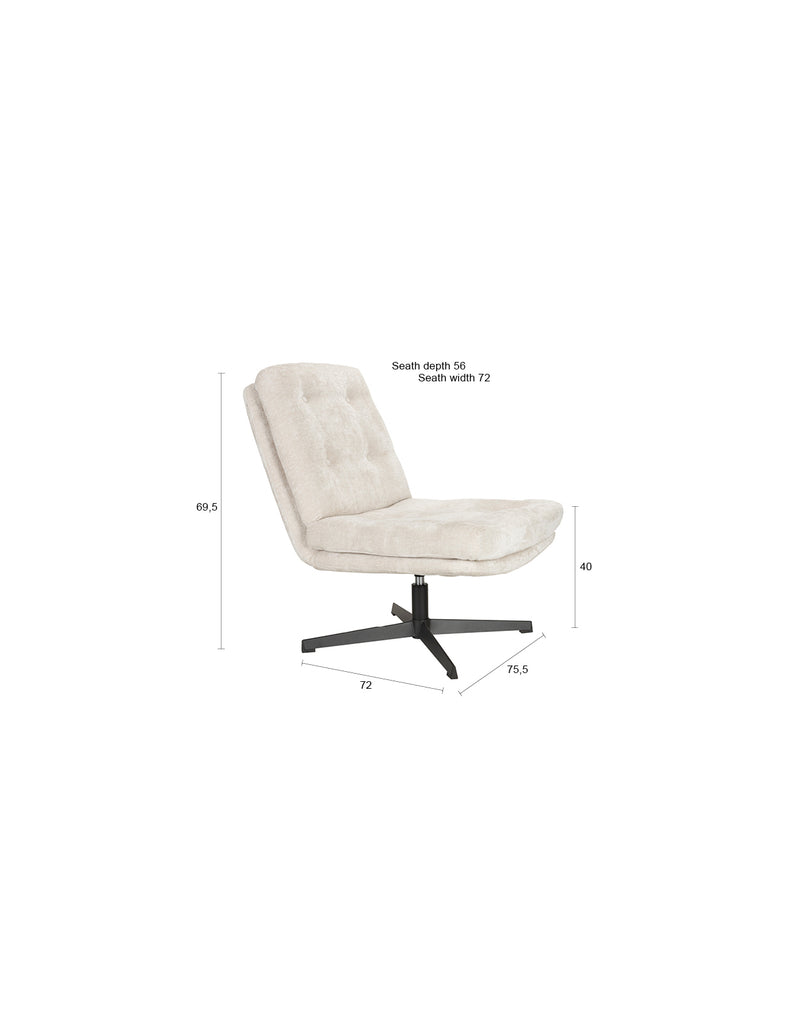 Fauteuil Draaibare Fauteuil Kai Off Polyester Wit 75.5x72 cm-Fauteuils-Creating Home