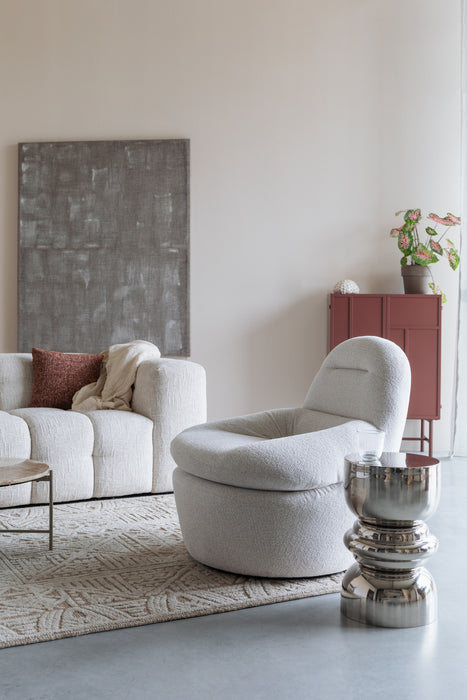 Fauteuil Draaibare Fauteuil Velvoro Polyester Off white 84x80 cm