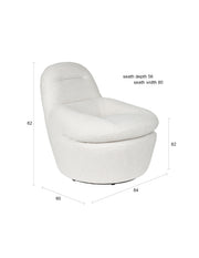 Fauteuil Draaibare Fauteuil Velvoro Polyester Off white 84x80 cm-Fauteuils-Creating Home