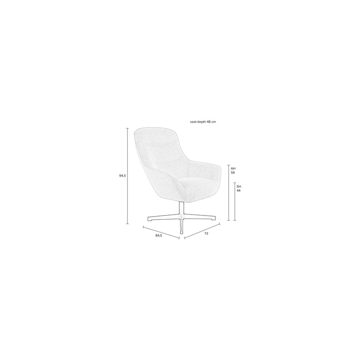 Fauteuil Draaibare Fauteuil Yuki Off Polyester Wit 84.5x73 cm