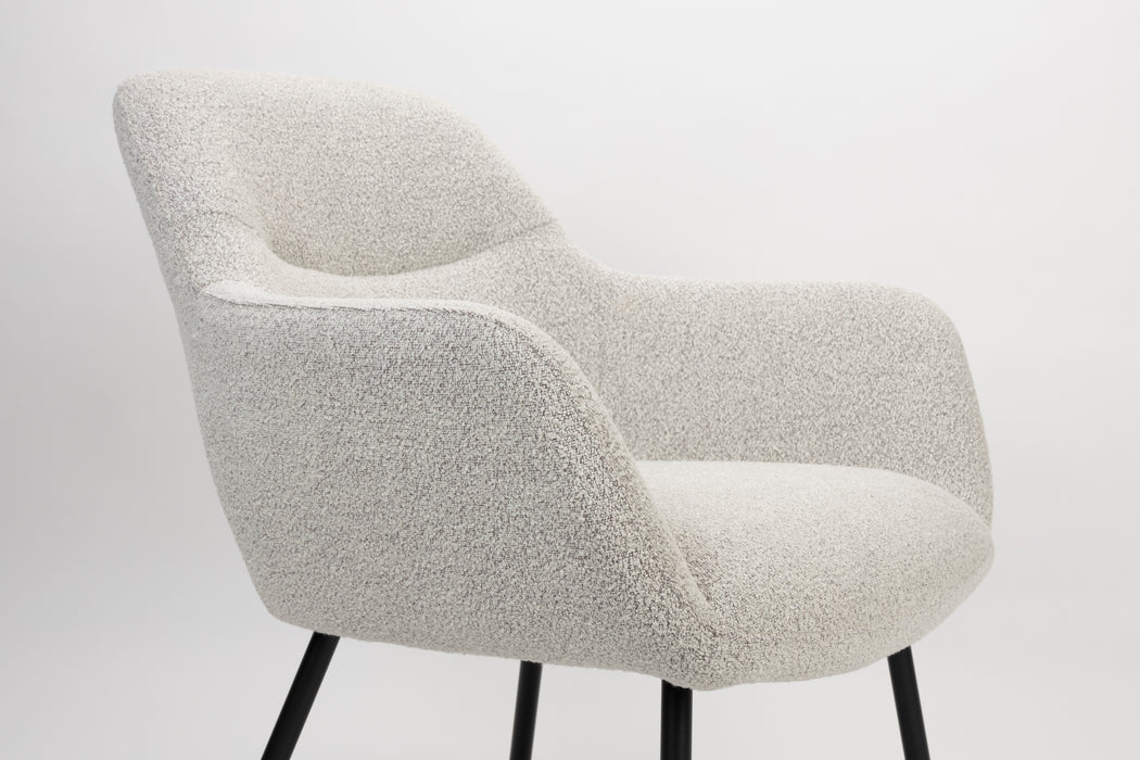 Fauteuil Dude Boucle Polyester Beige 76x77 cm-Fauteuils-Creating Home
