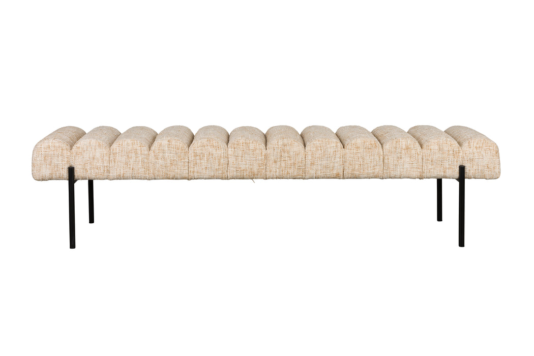 Eetkamerbank Jethro 160 Polyester, Metaal Beige 41.5x160-Eetkamerstoelen-Creating Home