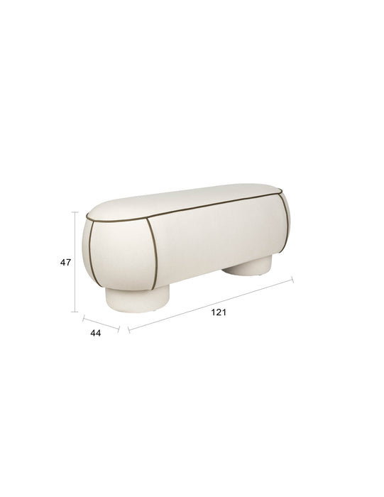 Eetkamerbank Marina L Polyester, Hout Wit 44x121 cm-Eetkamerstoelen-Creating Home