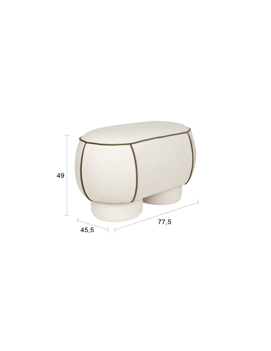 Eetkamerbank Marina M Polyester, Hout Wit 45.5x77.5 cm-Eetkamerstoelen-Creating Home