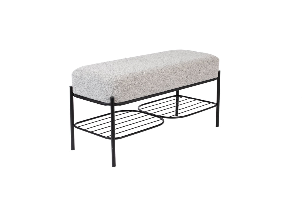 Fauteuil Eetkamerbank Milou Stof, Polyester, Metaal Grijs 90x35-Fauteuils-Creating Home