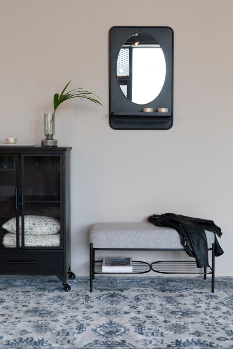 Fauteuil Eetkamerbank Milou Stof, Polyester, Metaal Grijs 90x35-Fauteuils-Creating Home