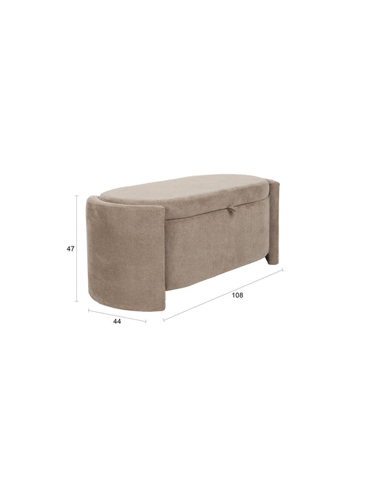 Fauteuil Eetkamerbank Miro Polyester, MDF Grijs 44x108 cm-Fauteuils-Creating Home