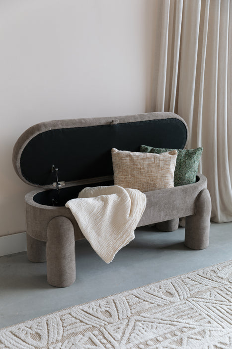 Eetkamerbank Orly Polyester, MDF Grijs 45x113 cm-Eetkamerstoelen-Creating Home