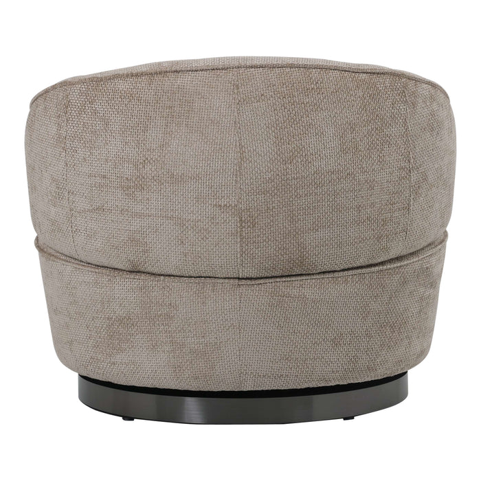 Beige Filou fauteuil van PTMD met gestoffeerde polyester zitting en een stevig metalen onderstel.