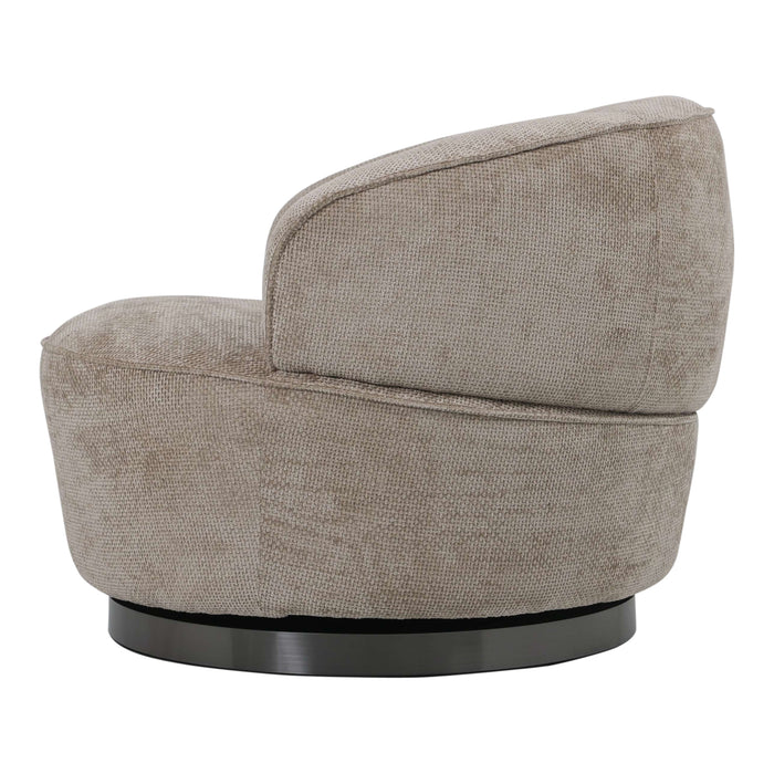Beige polyester fauteuil Filou van PTMD met een rond, slank metalen onderstel.