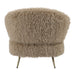 Bruine PTMD Franklyn fauteuil met aaibare polyester bekleding en slank metalen onderstel.
