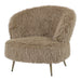 Bruine PTMD Franklyn fauteuil met aaibare polyester bekleding en slank metalen onderstel.