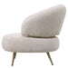 Witte Franklyn fauteuil van PTMD met polyester bekleding en slank metalen onderstel.