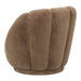 PTMD Furia fauteuil in mocca polyester met een zachte, bontachtige textuur en een gestroomlijnd, geribbeld ontwerp.