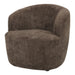 Bruine fauteuil Grasa van PTMD in geweven polyester met een compact, rond design van 74x76 cm.