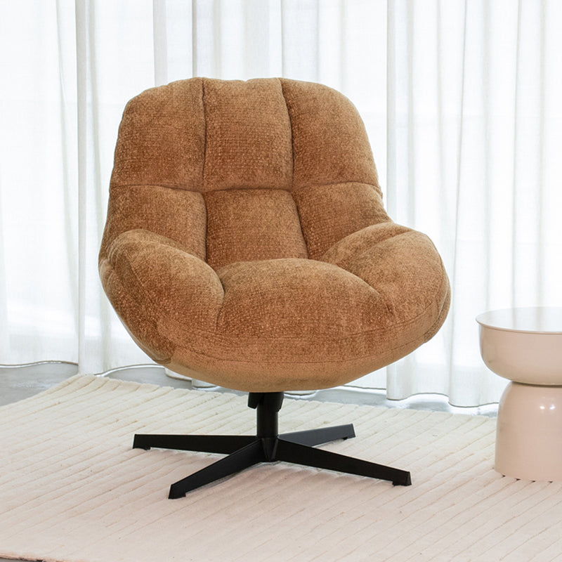 Fauteuil Huxley Cognac Chenille - 76x86x92 cm-Fauteuils-LABEL51