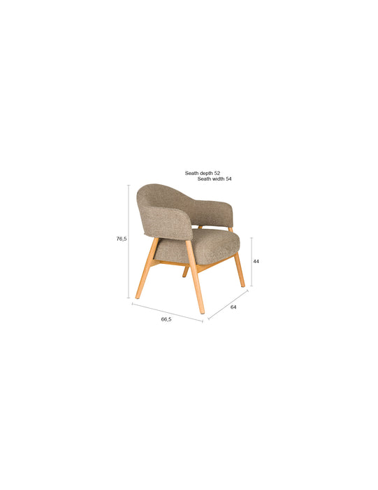 Fauteuil Indy Polyester Bruin 66.5x64 H76.5 cm SKU 1000585-Fauteuils-Creating Home