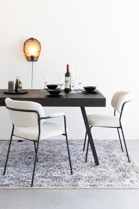 Fauteuil Jolien Zwart/bouclã© Stof Wit 56x61 cm-Fauteuils-Creating Home