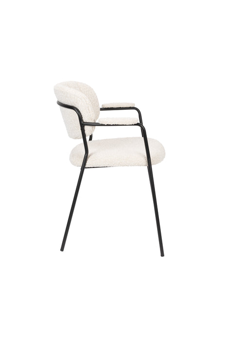Fauteuil Jolien Zwart/bouclã© Stof Wit 56x61 cm-Fauteuils-Creating Home