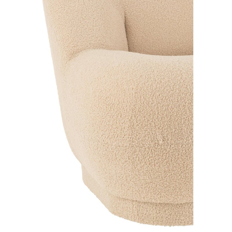 Fauteuil Krukje Teddy Fluweel Wit Warm Beige 88x78x72 cm-Fauteuils-J-Line